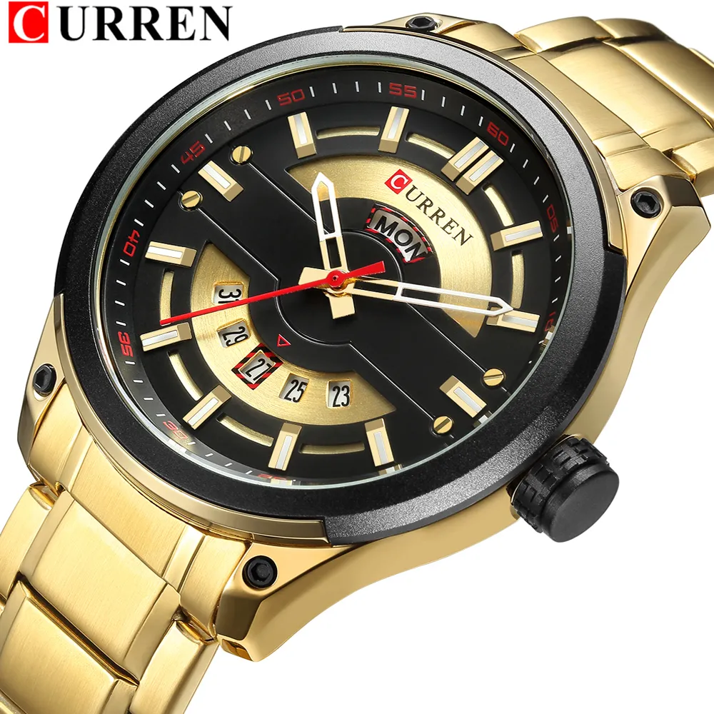 Relogio masculino curren relógios masculinos marca superior moda casual relógio de aço militar relógio de pulso de quartzo reloj hombres