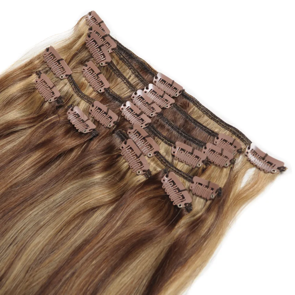 Elibess Hair -Clip In Hairs 100% Remy Menselijk Haar 7pcs / Set 70grams Piano Color Clip on Hair Extensions