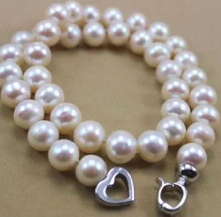 Duży 9-10mm White Natural South Sea Pearl Necklace 18 "