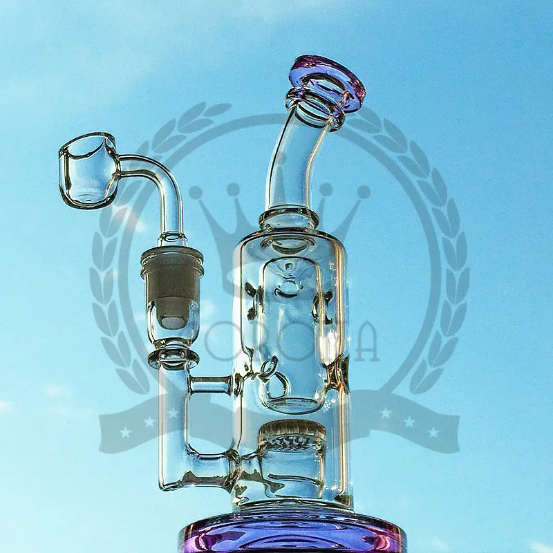 Dab Oil Rigs 8" bong hookahs 14.5mm Male Joint Recycler Quartz Banger Glass Water Pipes