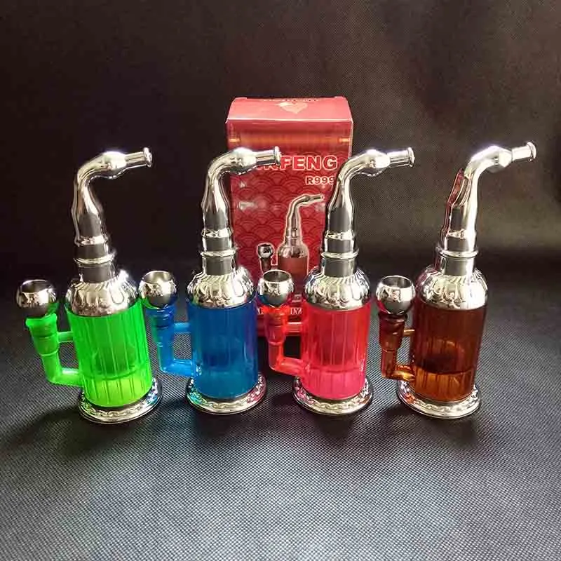 Harz rauchende Wasserpfeife Wasserpfeife Rauch Tabak Hand 4 Farben für Metallpfeifen Flasche Acryl Bongs Recycler Bohrinsel Bubbler