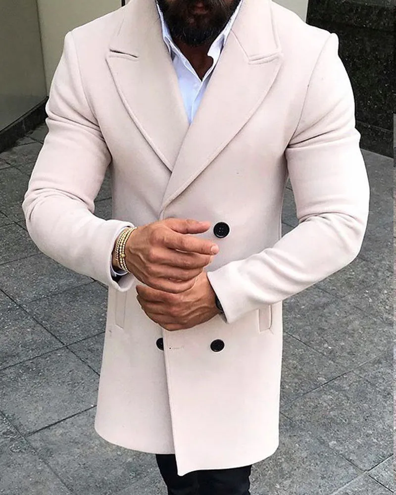 Fashion-2019 Nowy Moda Mężczyźni Zimowe Ciepłe Mieszanki Kurtka Płaszcz Mężczyźni Casual Lapel Znosić Płaszcz Długa Kurtka Peafoat Mens Długie Mieszanki Płaszcze