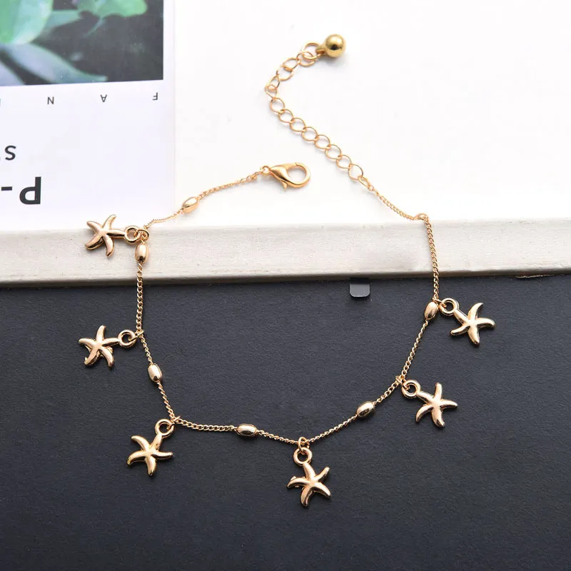 S1029 Fashion Jewelry Starfish Pendant Charms Anklet Chain Anklet Stars Ankle Bracelet