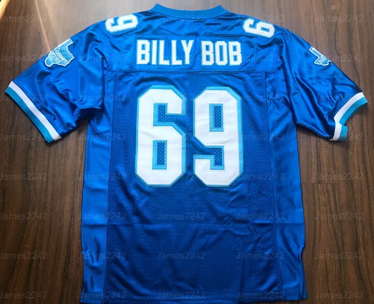 Billy Bob # 69 Varsity Erkekler Film Futbol Forması Tüm Dikişli Mavi S-3XL Yüksek Kalite Ücretsiz Kargo
