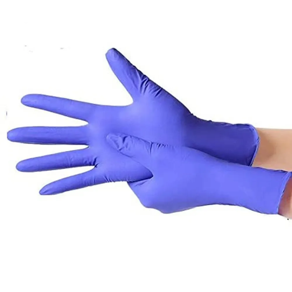 100ピースの使い捨て可能なニトリル保護手袋粉末なしラテックス穿刺耐性耐摩耗性手袋