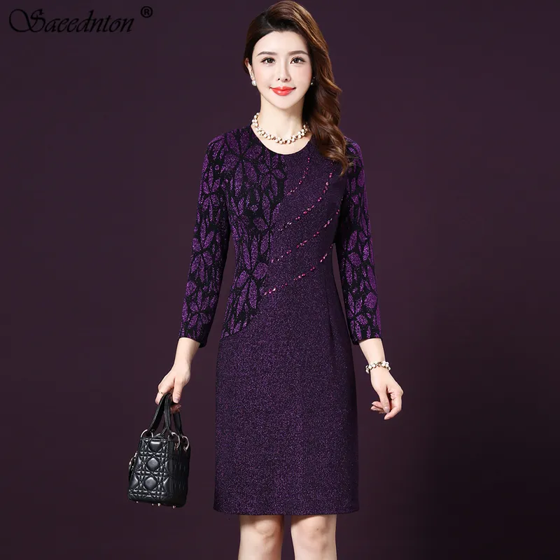 Women Sexy Dress 2019 Autumn Elegant Women Winter 3/4 Sleeve Knee Length  Vintage OL Work Bodycon Lace Crochet Dresses Vestidos CJ191206 From  Brielle66, $24.47 | DHgate.Com