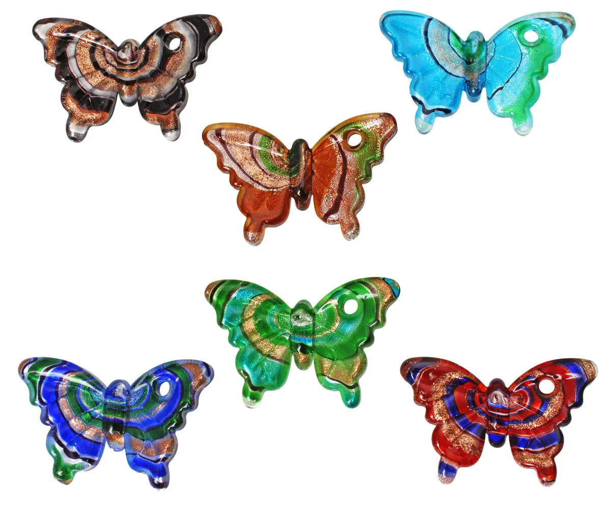 Животное бабочка площадь красочные ручной работы лэмпворк Муранский итальянский венецианское стекло подвески ожерелья Оптовая торговля розничная # pdt11