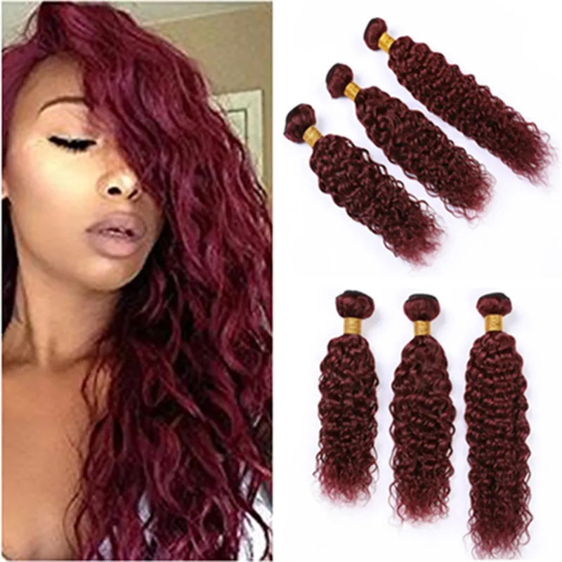 # 99J Vin Rouge Brésilien Wet and Wavy Bundles de Cheveux Humains Bourgogne Rouge Extensions de Trame de Cheveux Vierges Vague d'Eau Tissages de Cheveux Humains Longueur Mixte