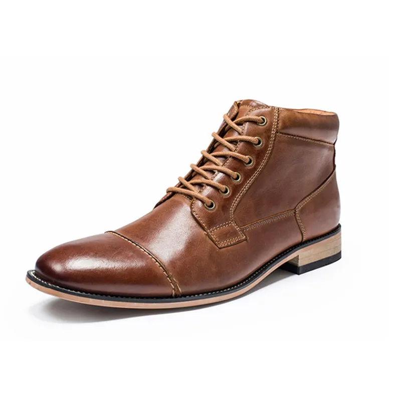 Hommes chaussures habillées haut de gamme bottes d'affaires en cuir chaussures en coton chaud mode d'hiver Gentleman bureau appartements chaussures en peau de vache britannique