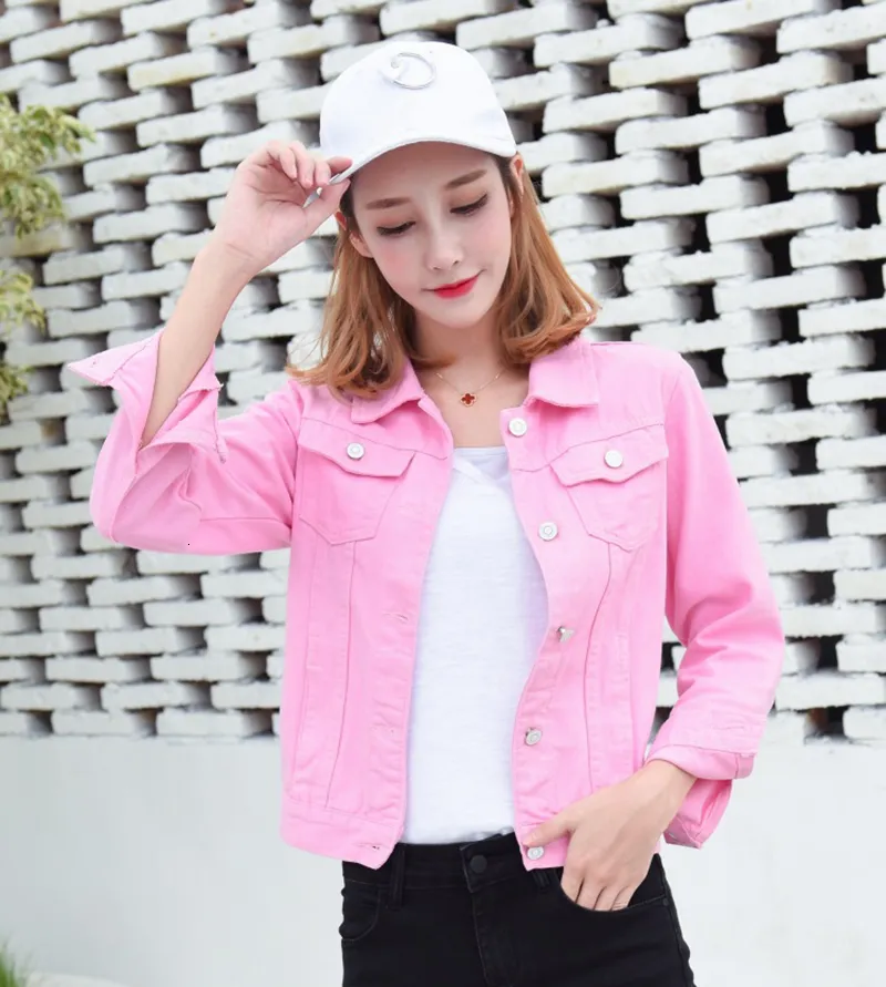 Jeans Jacket and Coats for Women 2019 Autumn Candy Color Casual Short Denim Jacket Chaqueta Mujer Casaco Jaqueta Feminina (17)