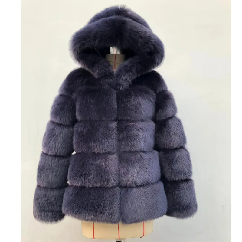 Tiaraka winter dikke warme faux bont jas vrouwen plus maat capuchon met lange mouw faux bont jas luxe winterjassen bontjas