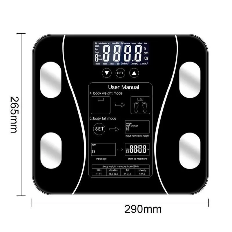 Body Fat Scale Пол Scientific интеллектуальный электронный светодиодный цифровой Вес ванной Баланс Bluetooth APP Android