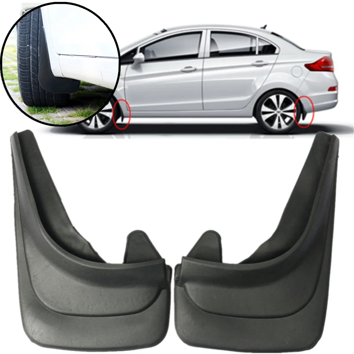 A-Premium 4 Pcs Black Universal Splash Guards Mud Flaps Mudflaps Mudguard Fender Flares For Car