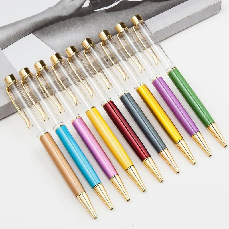 Metal hollow rod DIY ballpoint pen can be filled to make crystal Diamond quicksand gold foil pen DIY ballpoint Pens