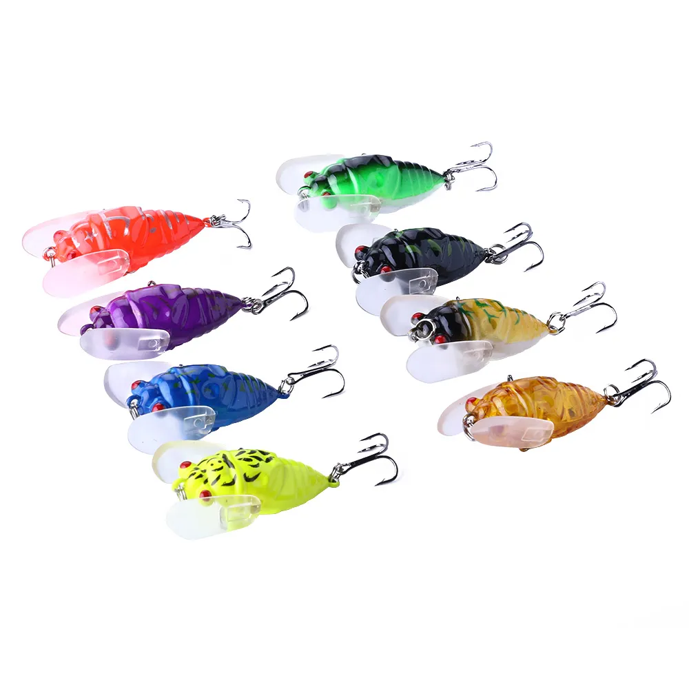 Hengjia 100 pcs 40mm manivela isca cigarra ganchos de pesca iscas 4cm 6,4g 8 # ganchos de pesca tackle minnow isca isca dura