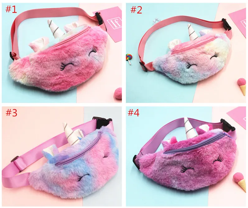 Unicorn Fleece Waist Bag Kids Belt Fanny Pack Beach Bag Student Teenager High Quality Purses Sports Boys Girls Outdoor Cosmetic Winter Bag