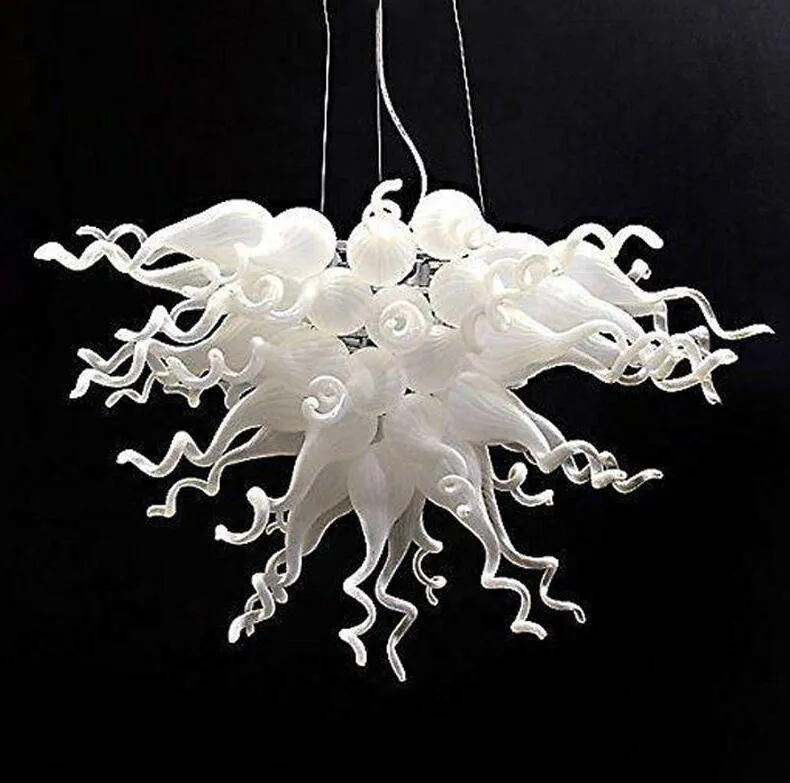 Unikalny ręcznie dmuchany szklany żyrandol nowoczesne białe lampy wisiorek Włochy projekt tanie szkło wiszące oświetlenie LED do dekoracji domu