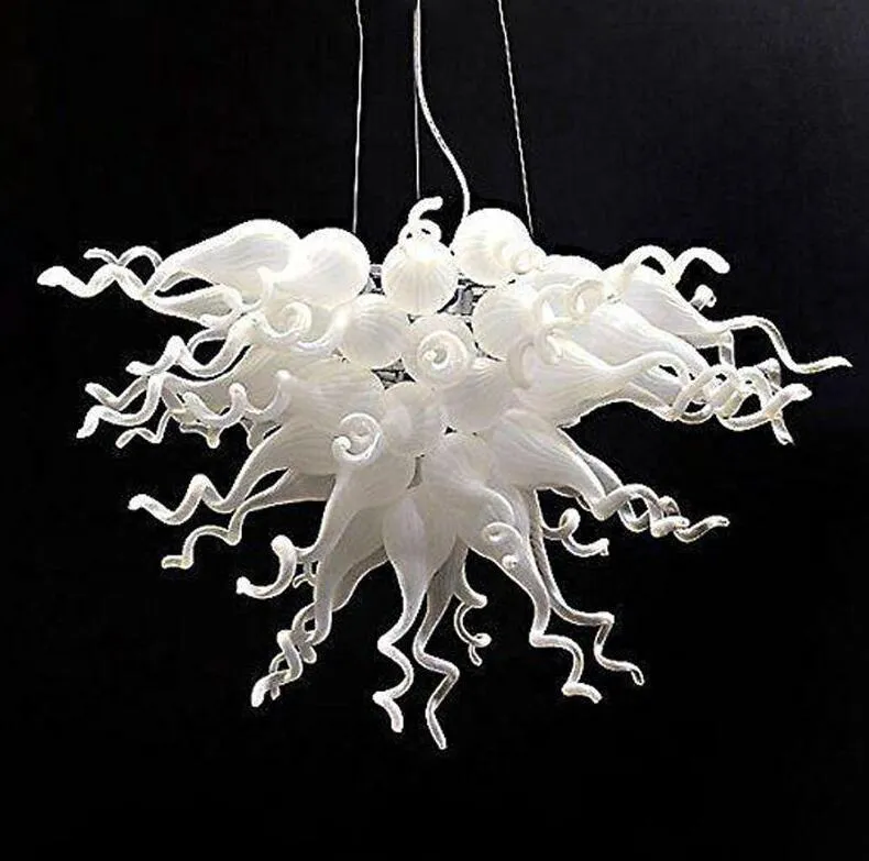 Unique Handmade Blown Glass Chandelier Modern White Pendant Lamps Italy Design Cheap Glass Hanging LED Lighting for Home Decoration