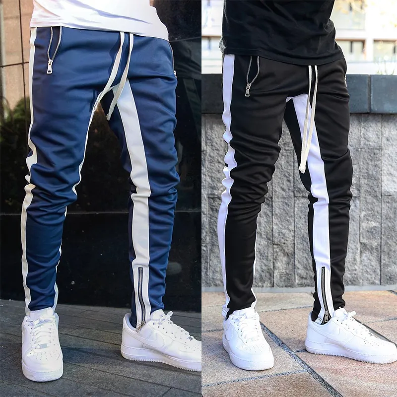 Męskie Joggers Spodnie Streetwear Spodnie dresowe Zamki Elastyczne Hip Hop Casual Ołówek Pant mocno Skinny Spodnie Jogger Spodnie