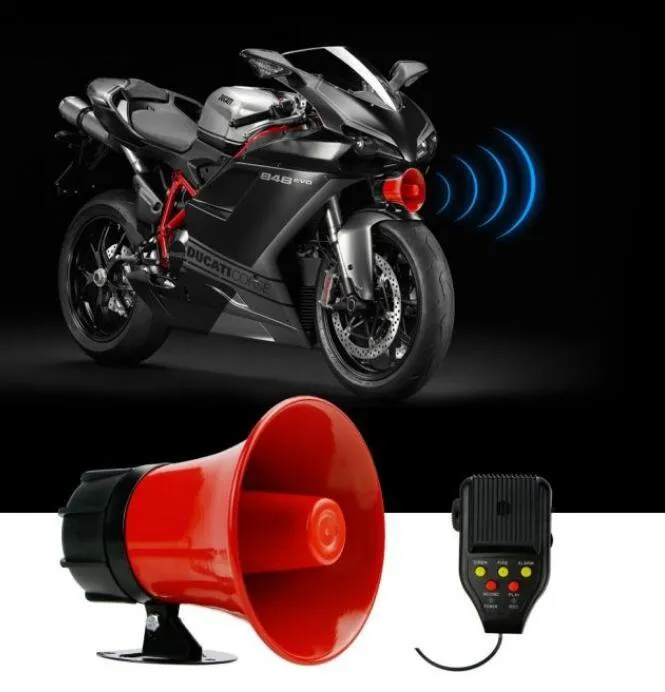 30W car siren motorcycle alarm Amplifiers speaker horn tweeter with microphone(siren+fire+alarm+record+play function)