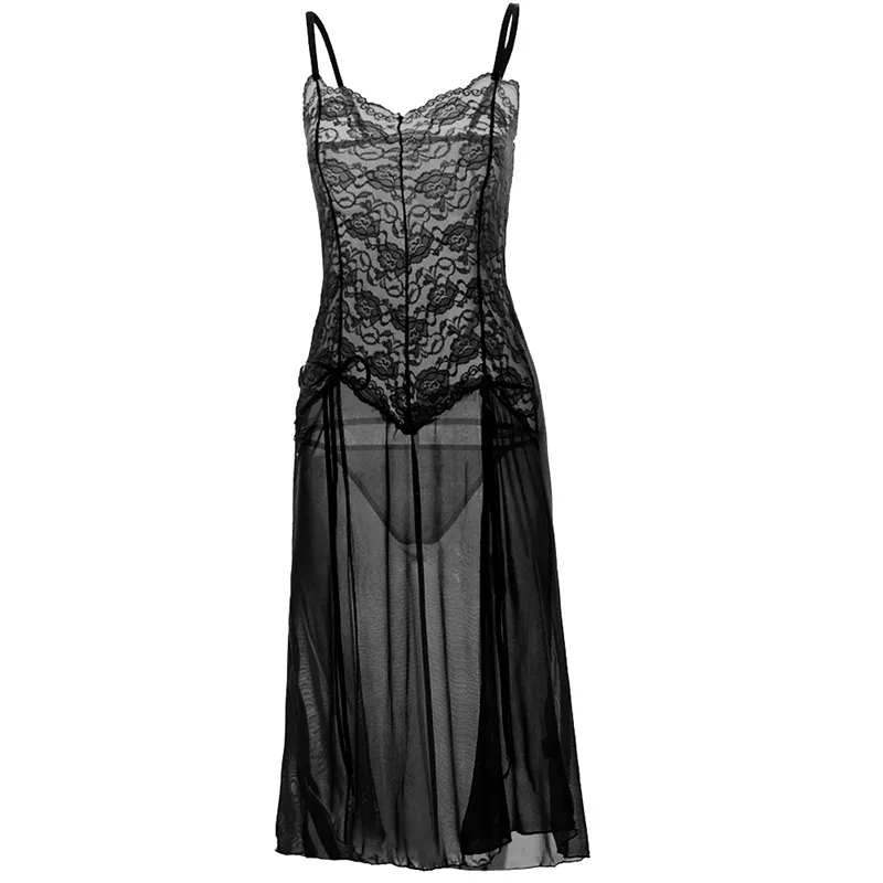 S M L XL XXL 3XL 5XL 6XL эротические сексуальные костюмы Babydoll платье женщина длинное прозрачное сексуальное кружевное белье плюс размер эротическая одежда Y19070402