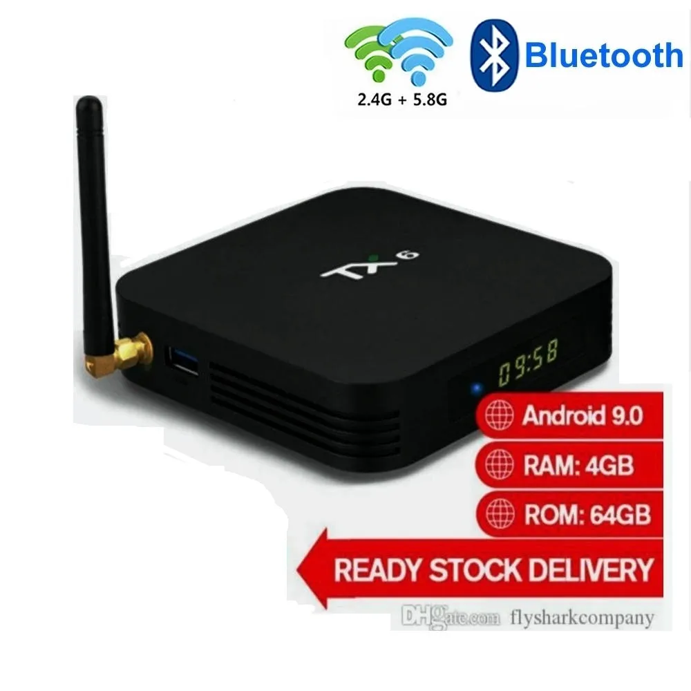 H6チップ4GB 32GB / 64GBスマートテレビボックスサポート2.4G5G WiFi BT5.0 TX3ミニ付きTX6アンドロイド9.0テレビボックス