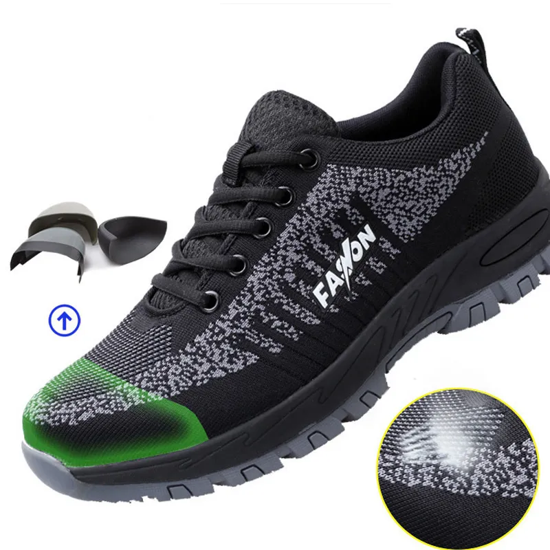 Zomer ademend en lichte veiligheidsschoenen voor mannen vrouwen composiet stalen neus punctie-proof casual werkschoenen outdoor sneakers voet bescherming