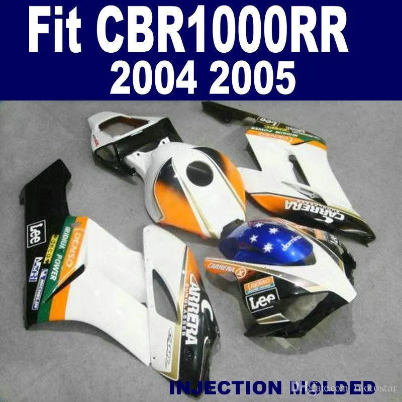 Original mögel Anpassa motorcykelfeedningar för Honda CBR1000RR 04 05 CBR 1000 RR 2004 2005 Svart Blå Vit Fairing Kit KA41