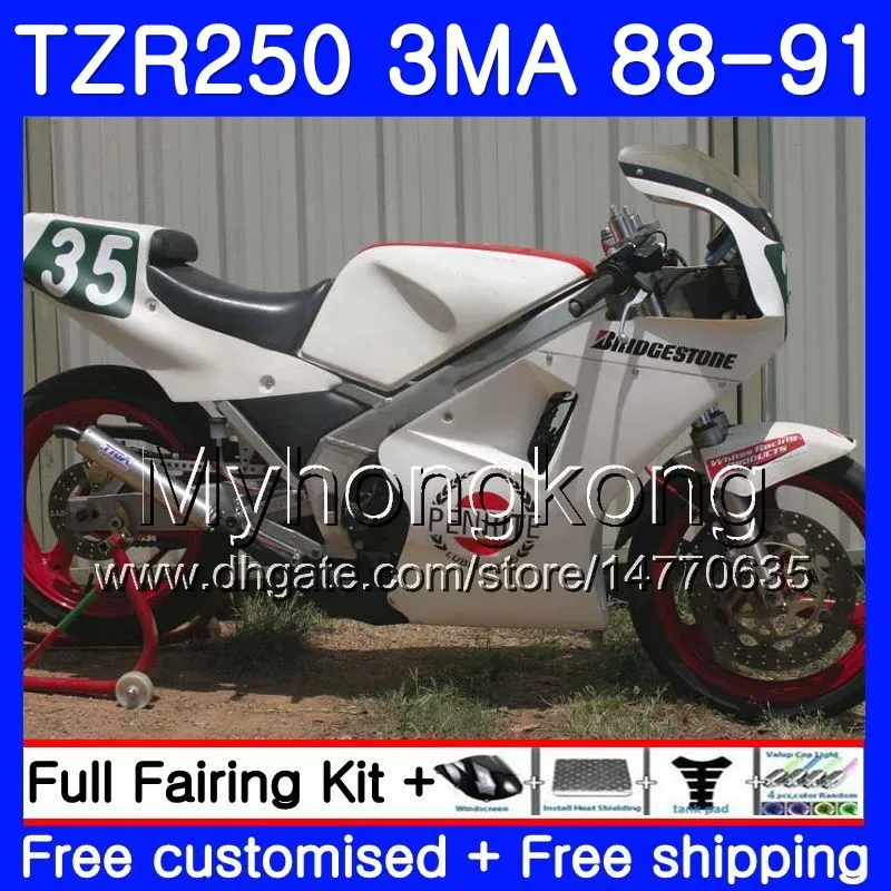 Kit voor YAMAHA TZR250RR TZR-250 TZR 250 88 89 90 91 Body 244HM.50 TZR250 RS RR YPVS 3MA TZR250 1988 1989 1990 1991 Witte glanzende hete kuip