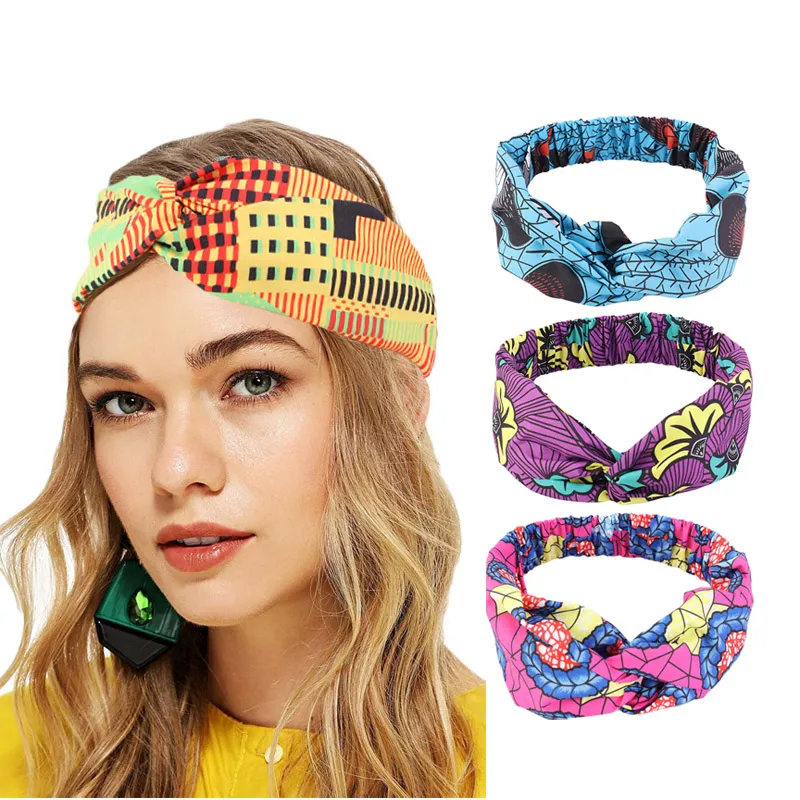 Bandeau élastique imprimé africain pour femmes, Turban torsadé pour Salon de maquillage, Bandanas larges et extensibles pour filles, accessoires pour cheveux