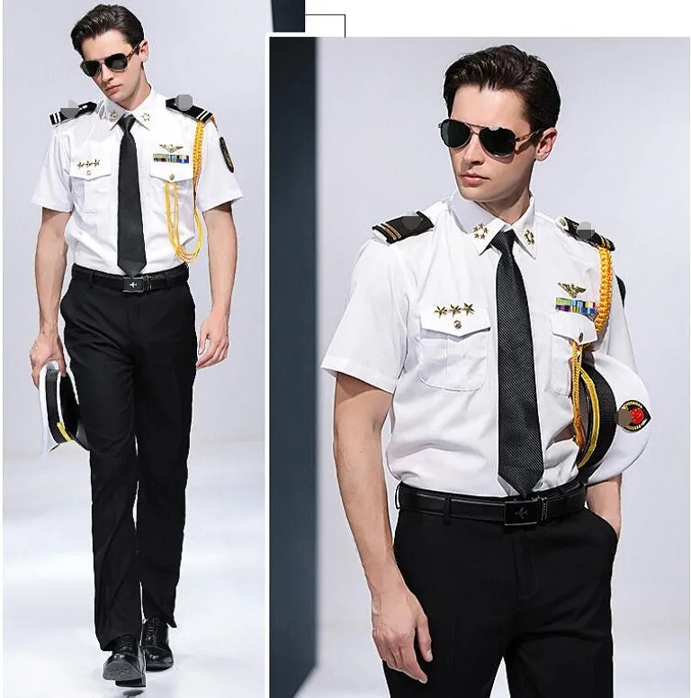 Chemise de capitaine de bateau de croisière d'équipage chinois d'été, vêtements de marin, chemise + pantalon + accessoires, uniforme de performance de Cosplay, costumes pour hommes