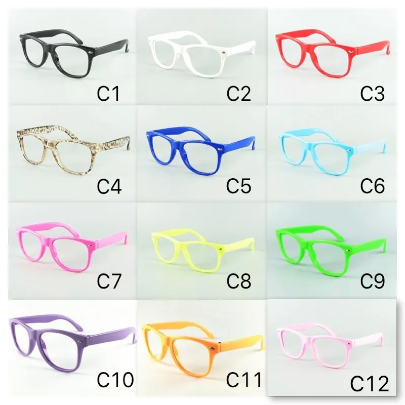 12 colori solidi per bambini Nerd Eyewear Occhiali da sole per bambini Frame No Lenses Baby Party Glasses Spedizione gratuita DHL