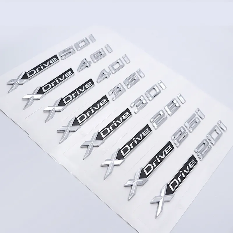 3D-chroom BMW XDrive Auto Stickers X Drive Sdrive Embleem Badges Letters Sticker voor BMW XDRIVE 20D 25D 28D 30D 35D 40D 45D 48D 55D