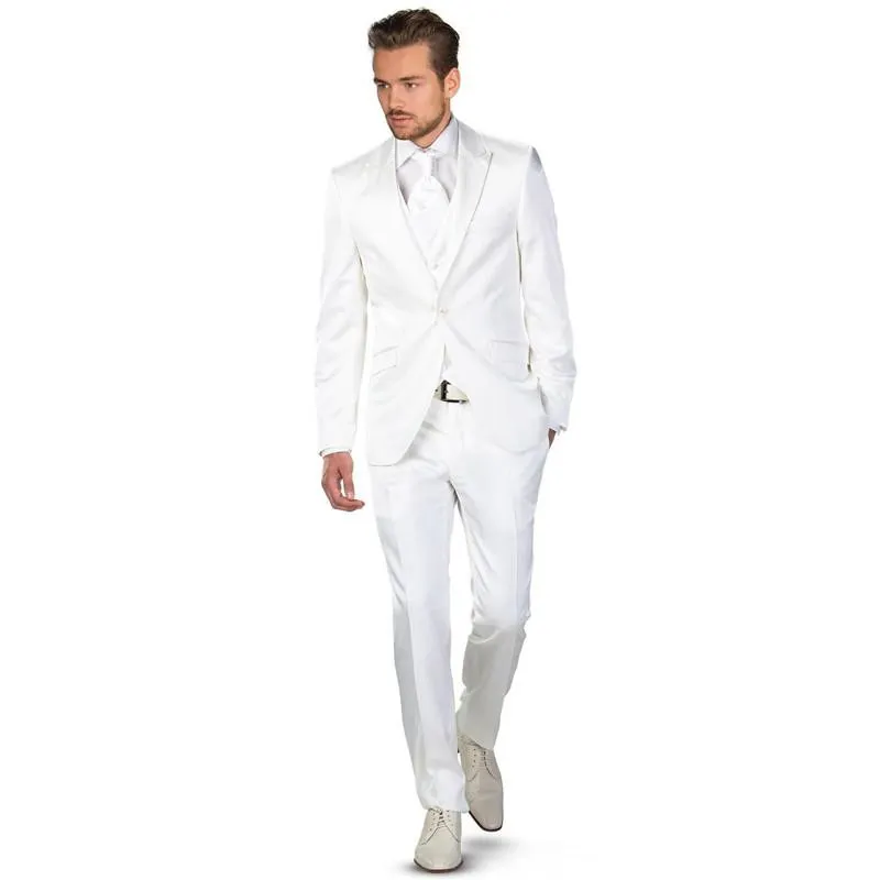 New White Wedding Men Suits Slim Fit Groom Wear Tuxedos 3 Pieces (Jacket+Pants+Vest) Bridegroom Suits Blazer Costume Homme 64