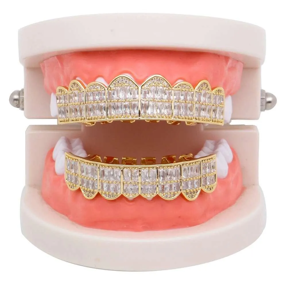 Hip-Hop-Grillz für Männer und Frauen, Diamanten, Zahngrills, 18 Karat vergoldet, Mode, coole Rapper, Gold, Silber, Kristallzähne, Schmuck 6912406