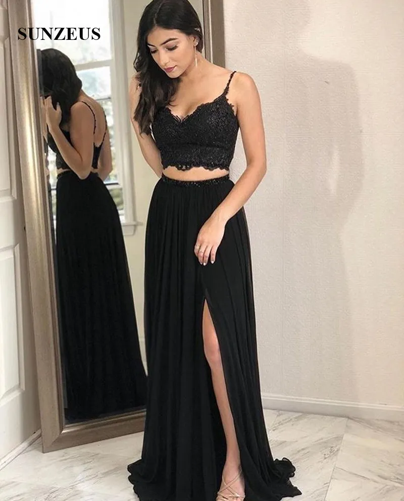 Black two piece shop prom dress