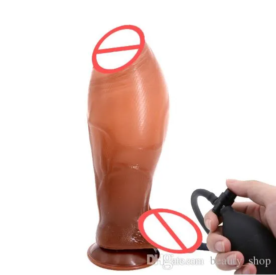 Grande vibratore gonfiabile del sesso Grande butt plug realistico pene morbido dildo pompa ventosa giocattoli adulti del sesso per le donne