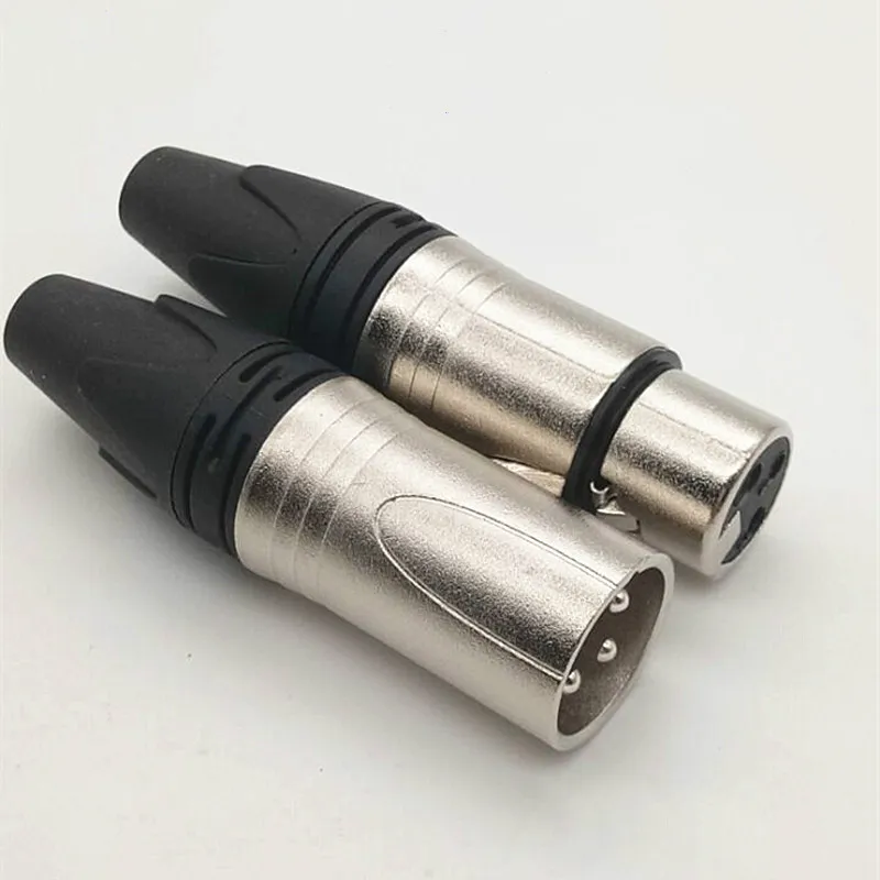 Freeshipping XLR Mikrofon Tak 3 Pin Nikel Kaplama Kadın Erkek Konnektör 100pcs