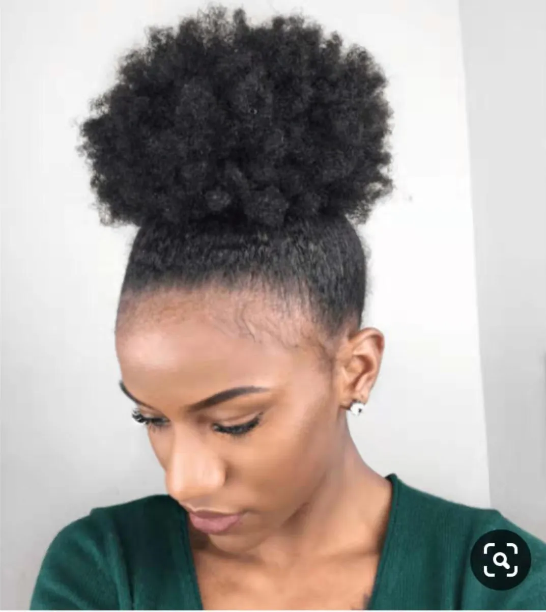 100 extensão natural do ser humano Rabo-Africano curtos americano Afro Kinky Curly Enrole grampo no cabelo preto com cordão Puff updo Rabo 120g