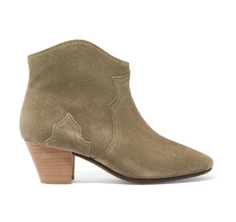 New Isabel The Dicker Suede Ankle Boots Genuine Leather Fashion New  Marant Paris Western-inspired Runways Dicker Booties Shoes