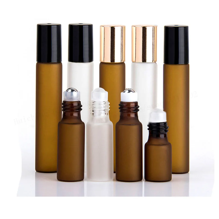 3ml 5ml 10ml Frost Clear Amber Roll On Roller Bottle for Essential Oils Refillable Perfume Bottle Deodorant Containers