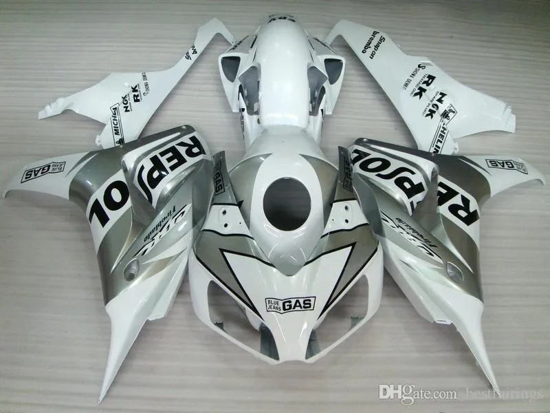 OEM Wtryskiwanie WŁAŚCICZENIA DO HONDA CBR1000RR 2006 2007 Silver White White Cairing Kit CBR 1000 RR 06 07 Ha23