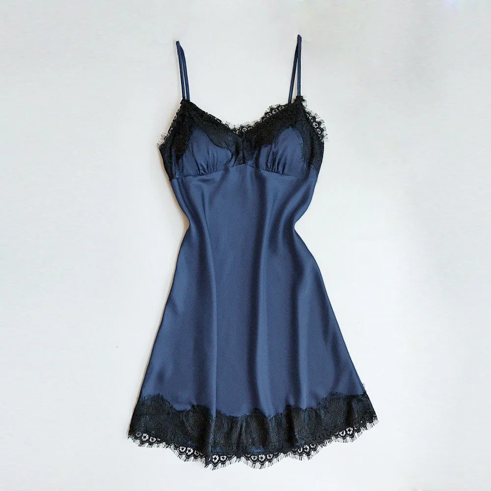 Sexy Lace Patchwork Plus Size Nightgown for Nightwear and satin sleepwear