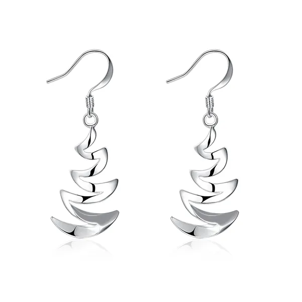 Pläterad Sterling Silver Crescent Bay Örhängen DJSE203 Storlek 4,3cm * 1.5cm; Kvinnors 925 Silverplatta Dangle Landelier Smycken Örhänge