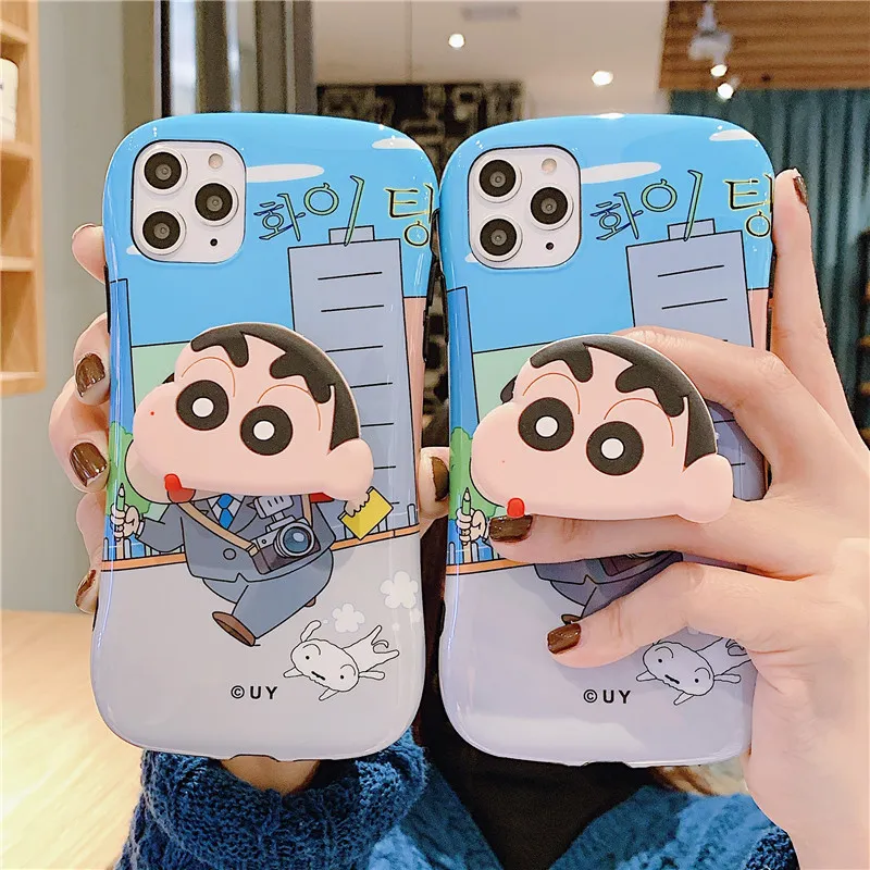 3D-siliconen cartoon telefoonhouder Cases voor iPhone X XR XS max 8 plus 6s schattige stand achterkant Coque Fundas