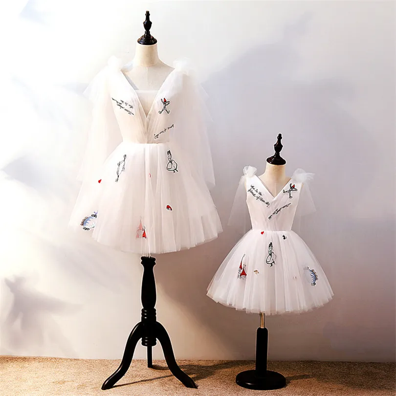 Mother Daughter Dresses Family Look Birthday Wedding Party Mom And Daughter Dress Ball Gown Lace Mommy And Me Gowns Clothes