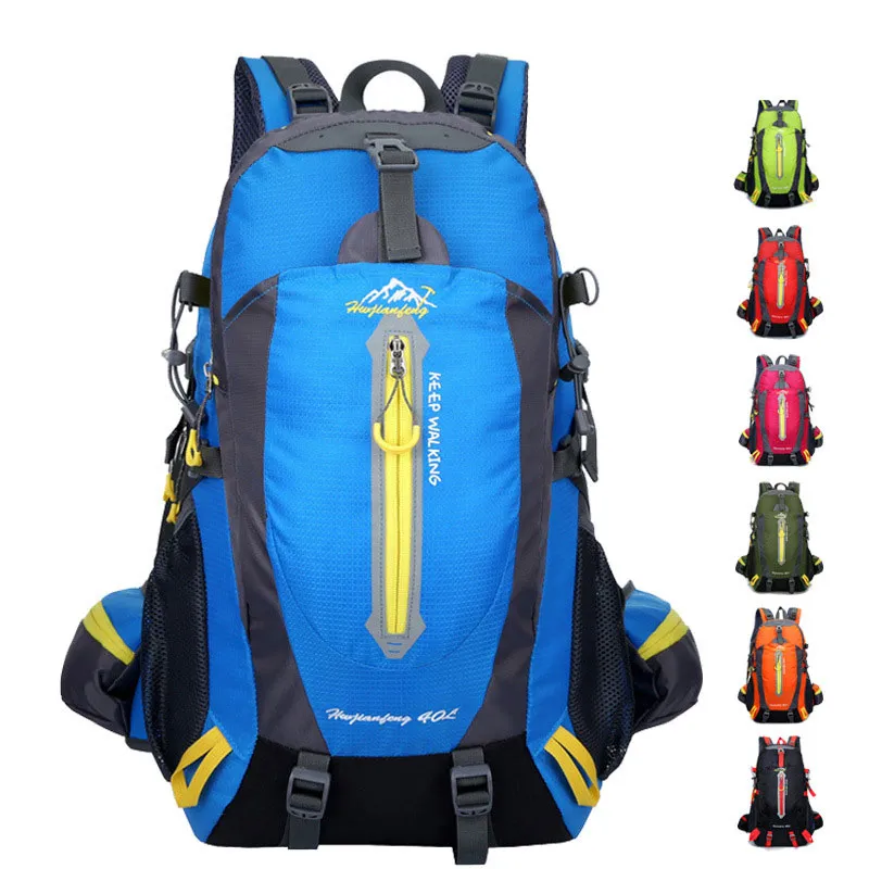 40L التخييم على ظهر حقيبة الظهر على ظهر حقيبة ظهر رياضية مضادة للماء حقائب تسلق الجبال في الهواء الطلق.
