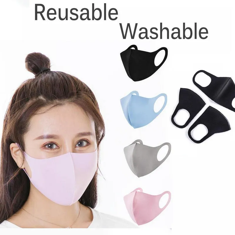 Designer Reusable Ice Silk Cotton Black Cotton Mask For Adults And Kids