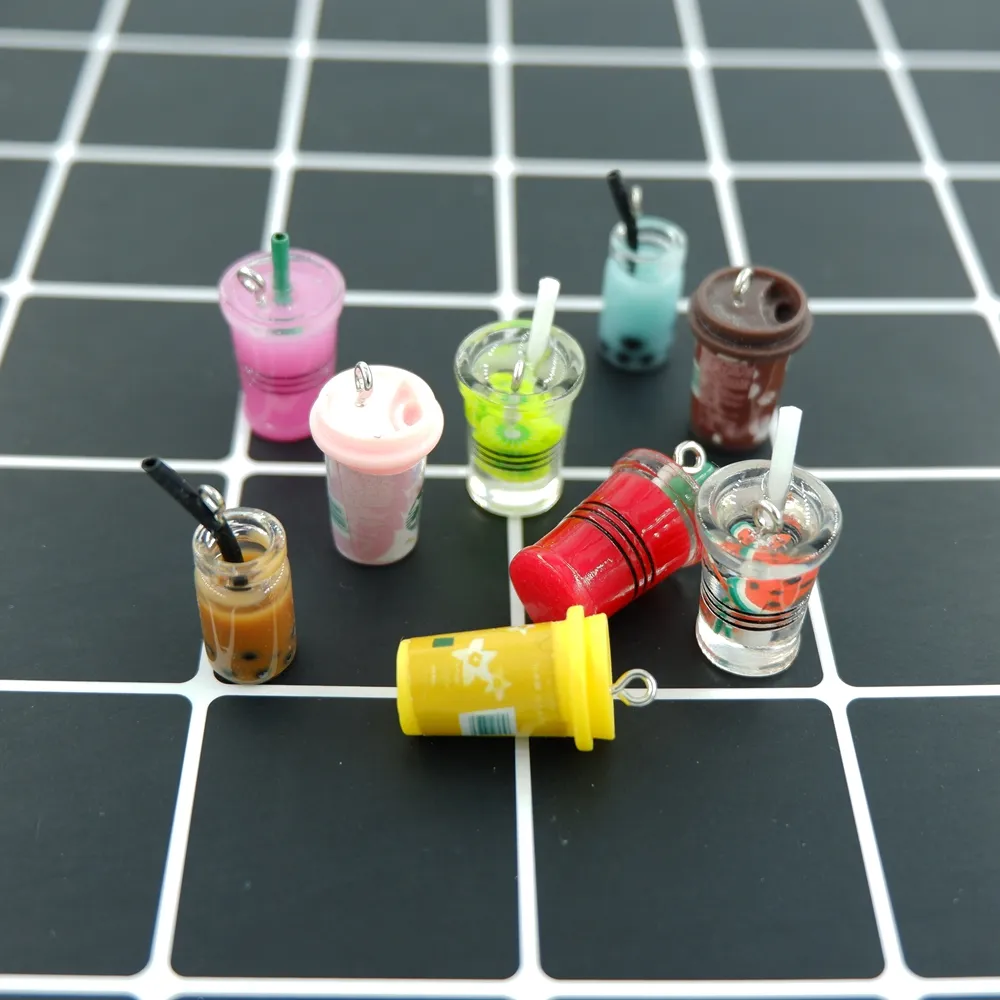 Colorful Milk coffee dink Charms Pendants for DIY decoration bracelets necklace earring key chain Jewelry Making