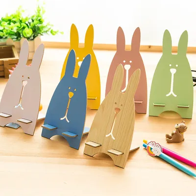 DIY Cute Rabbit Wood Подставка для зарядки мобильного телефона Кино и ТВ Аксессуары для мобильных телефонов для Iphone 49